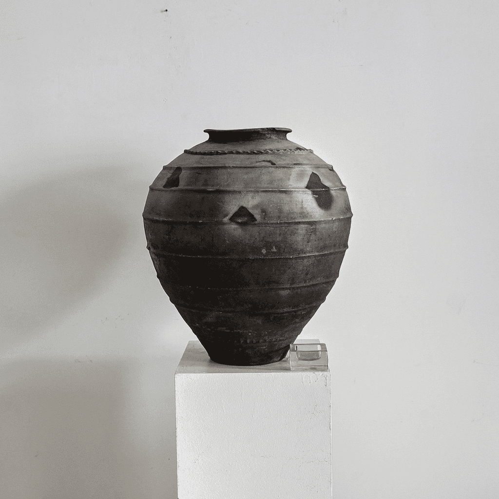 Large 19Th C. Black Terracotta Portuguese Vessel