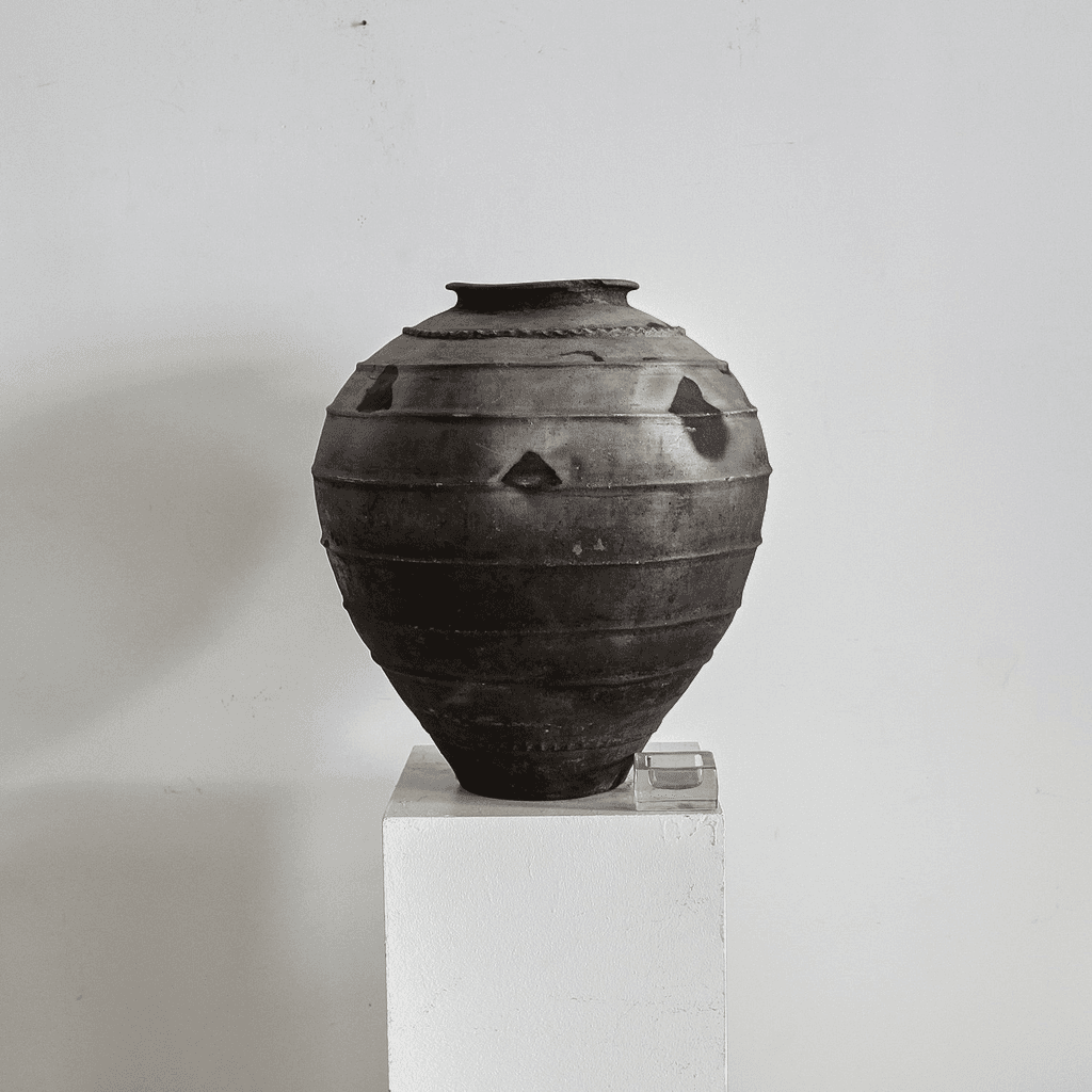 Large 19Th C. Black Terracotta Portuguese Vessel