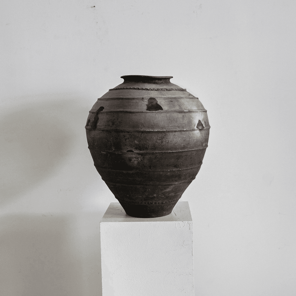 Large 19Th C. Black Terracotta Portuguese Vessel