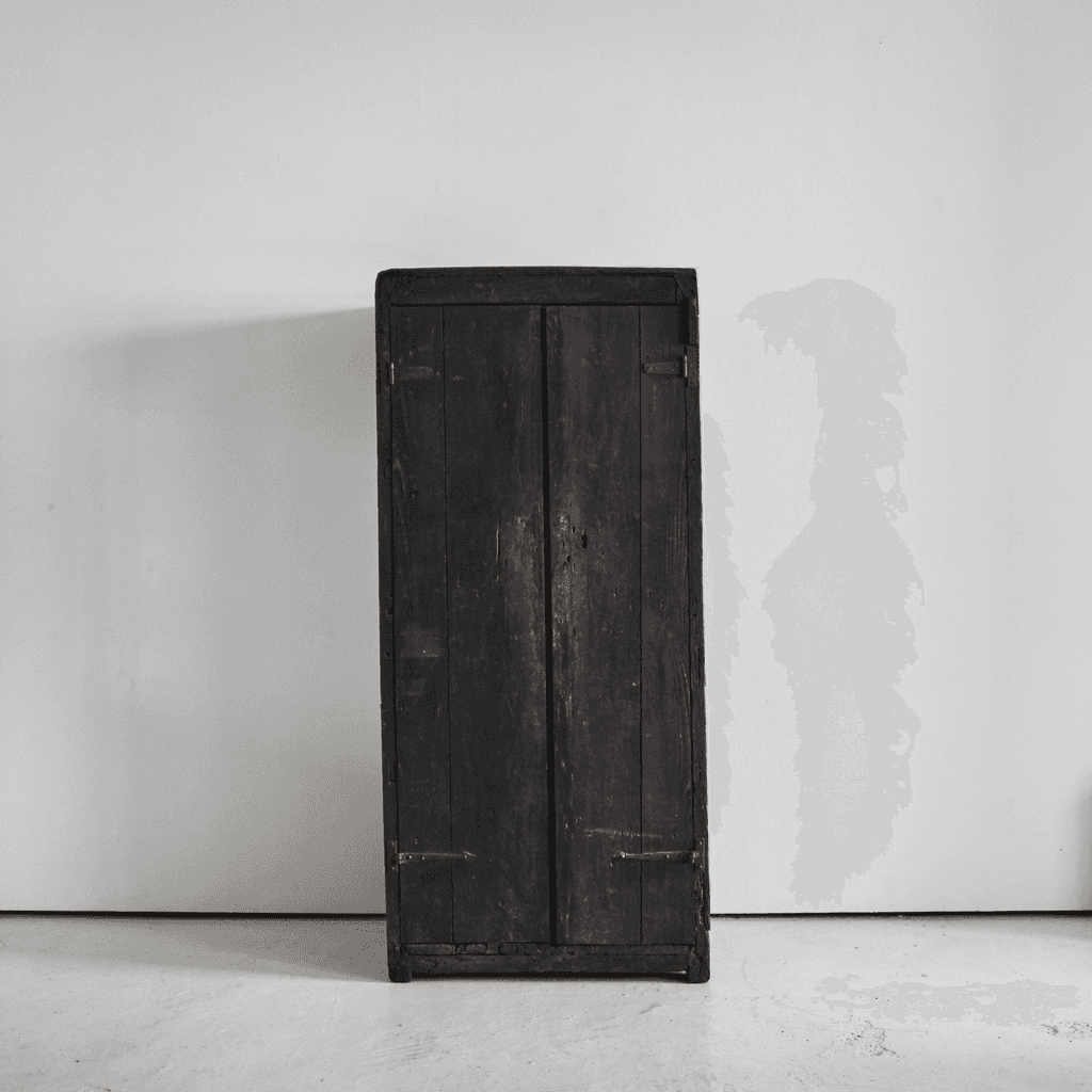 XXL 17th C. Portuguese Mountain Cupboard In Blackened Chestnut