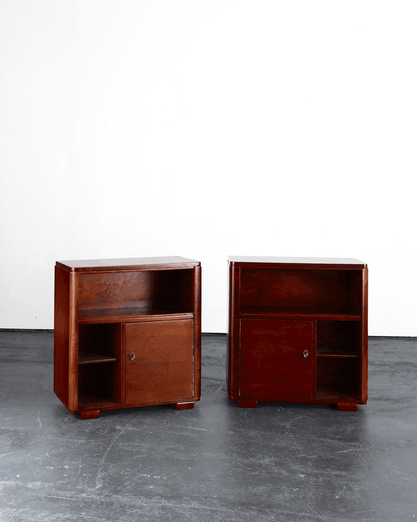 Pair Of Modernist Weimar Walnut Bedsides