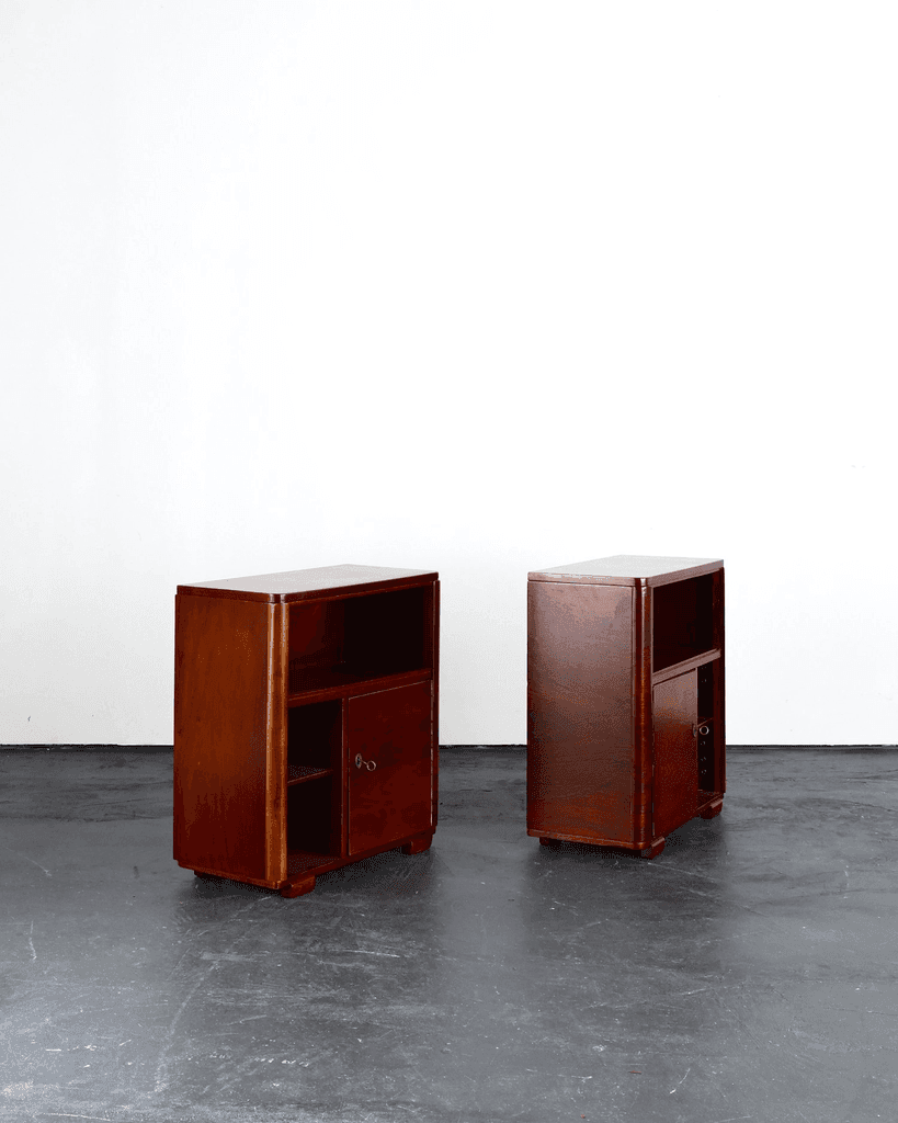 Pair Of Modernist Weimar Walnut Bedsides