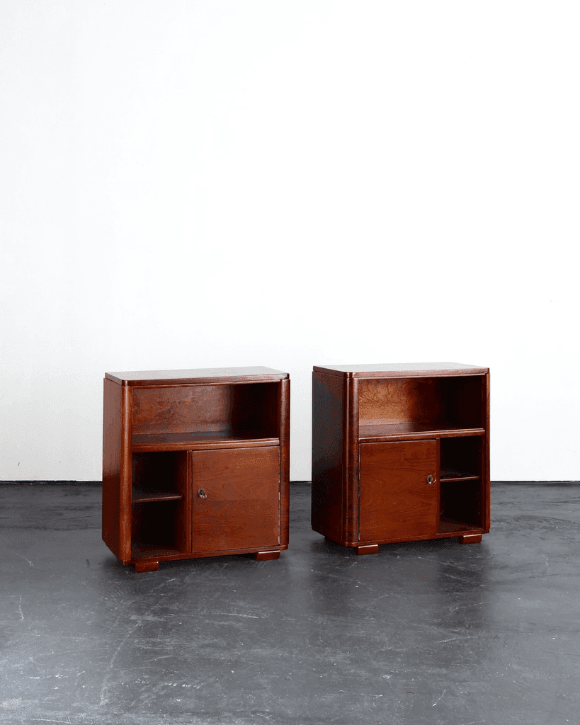 Pair Of Modernist Weimar Walnut Bedsides