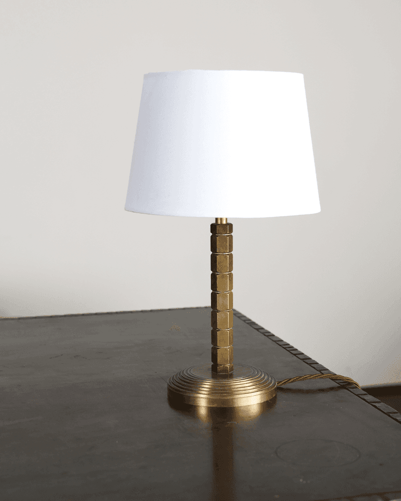 French Modernist Turned Brass Desk Lamp