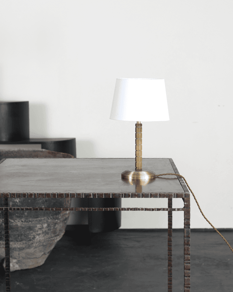 French Modernist Turned Brass Desk Lamp