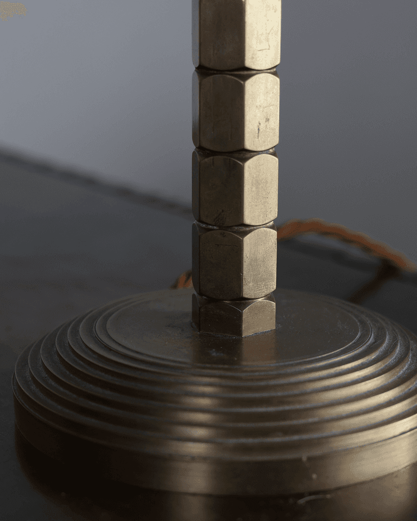 French Modernist Turned Brass Desk Lamp
