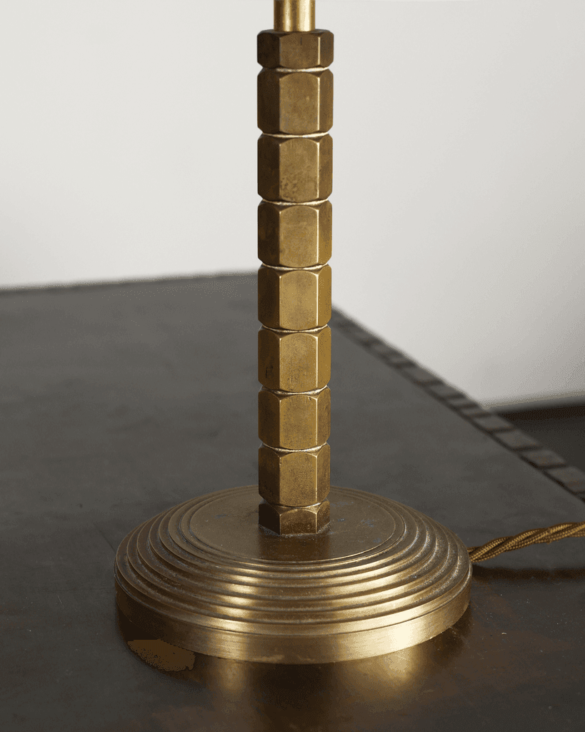French Modernist Turned Brass Desk Lamp