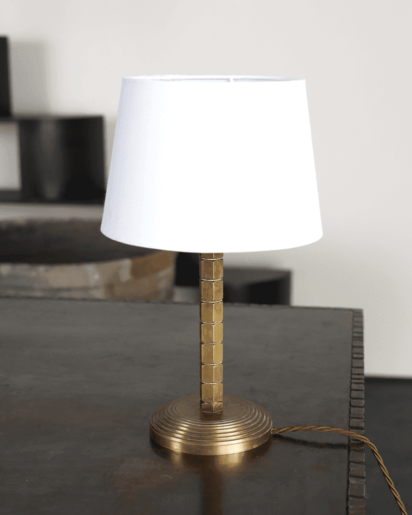 French Modernist Turned Brass Desk Lamp