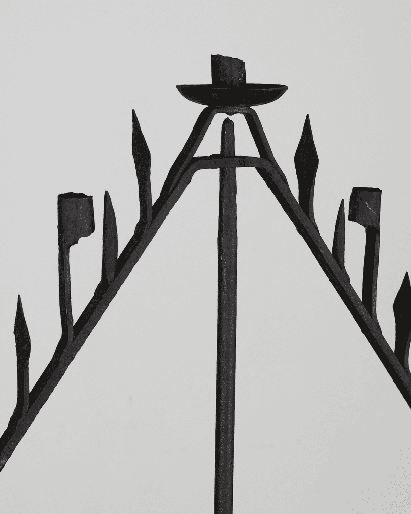 Primitive XL Late 17th C. Forged Iron Candelabra