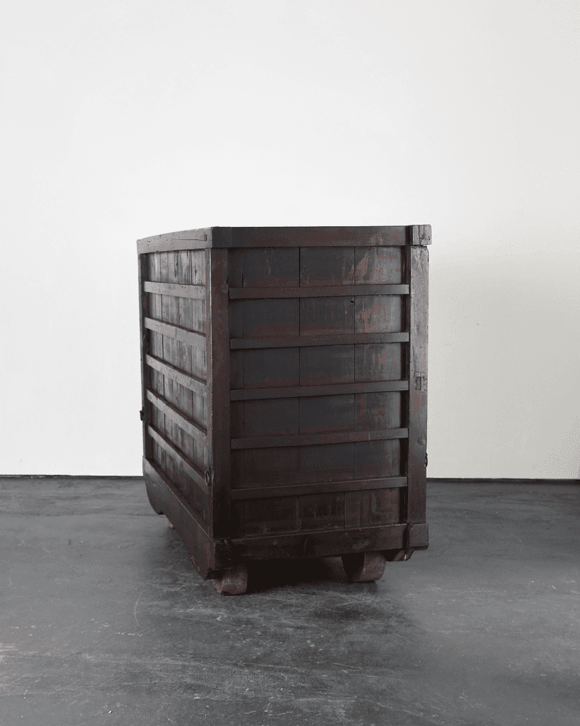 Incredible XL 19th C. Kurma Wheeled Tansu Cabinet