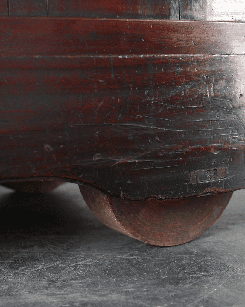 Incredible XL 19th C. Kurma Wheeled Tansu Cabinet