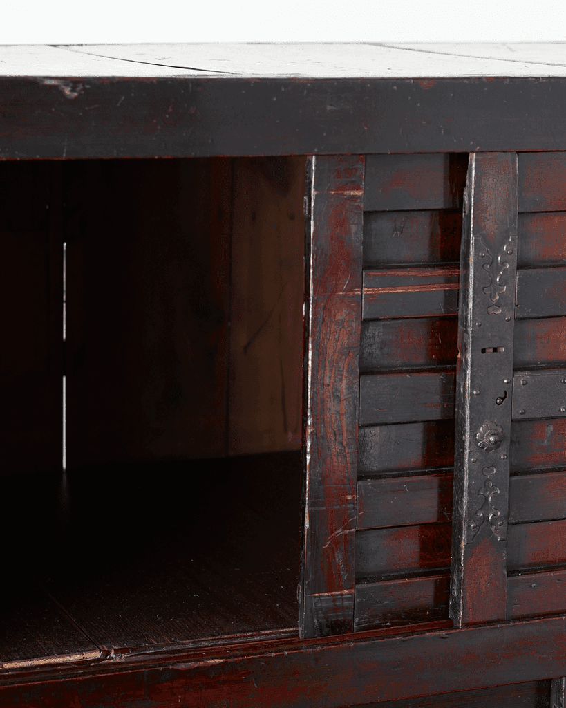 Incredible XL 19th C. Kurma Wheeled Tansu Cabinet