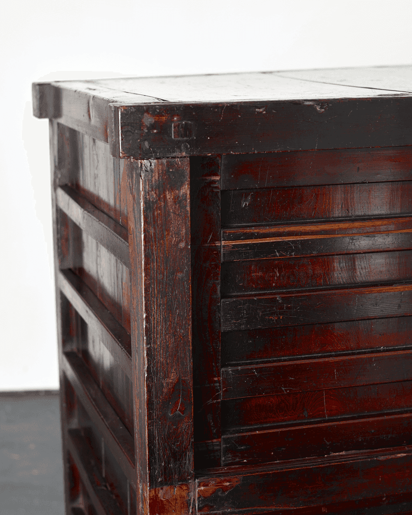 Incredible XL 19th C. Kurma Wheeled Tansu Cabinet
