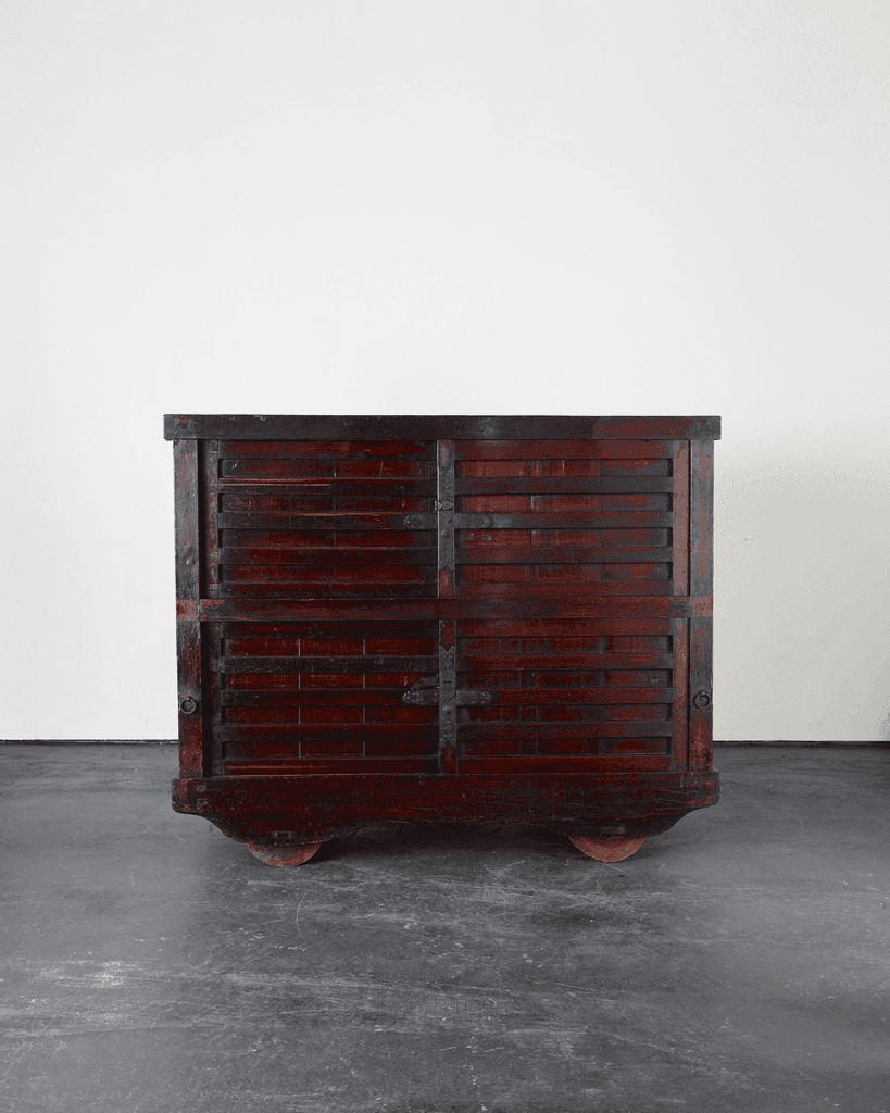 Incredible XL 19th C. Kurma Wheeled Tansu Cabinet