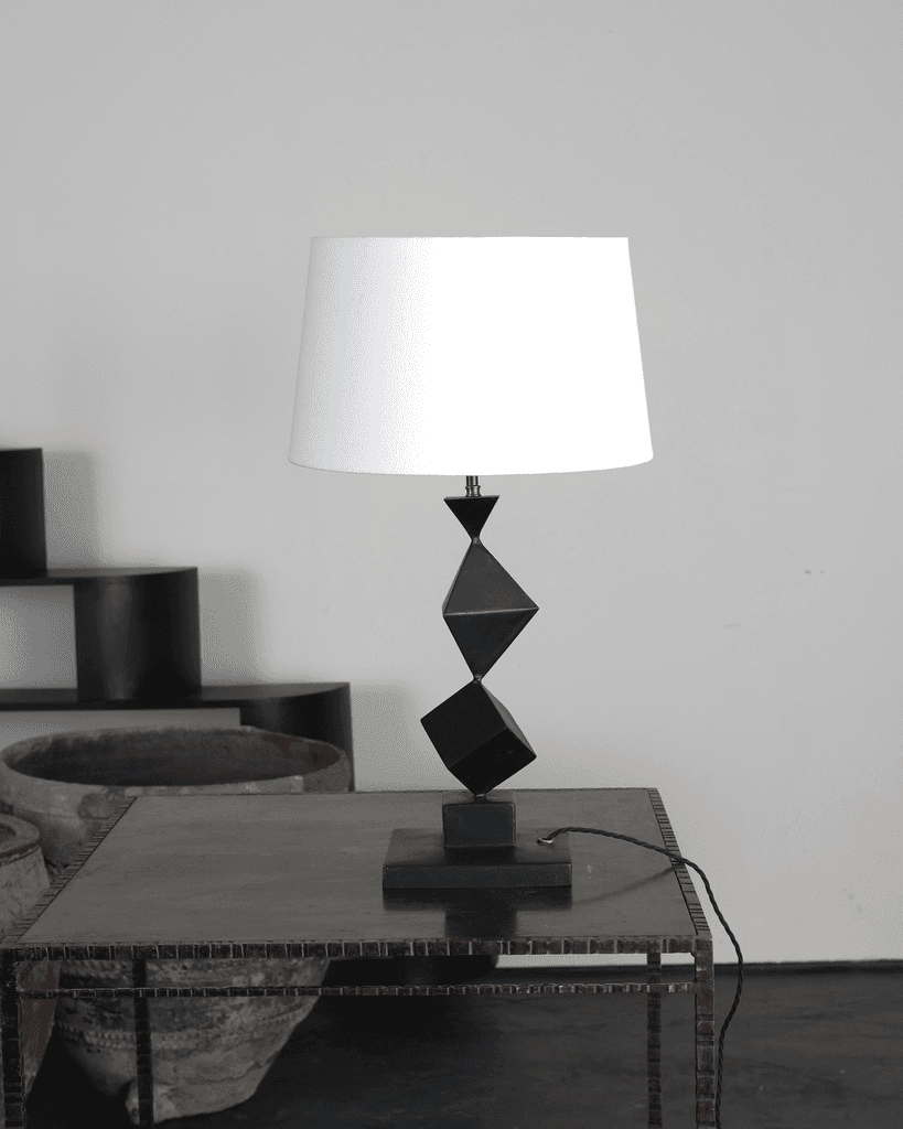 C.1950s Oversized Artist Made Geometric Table Lamp