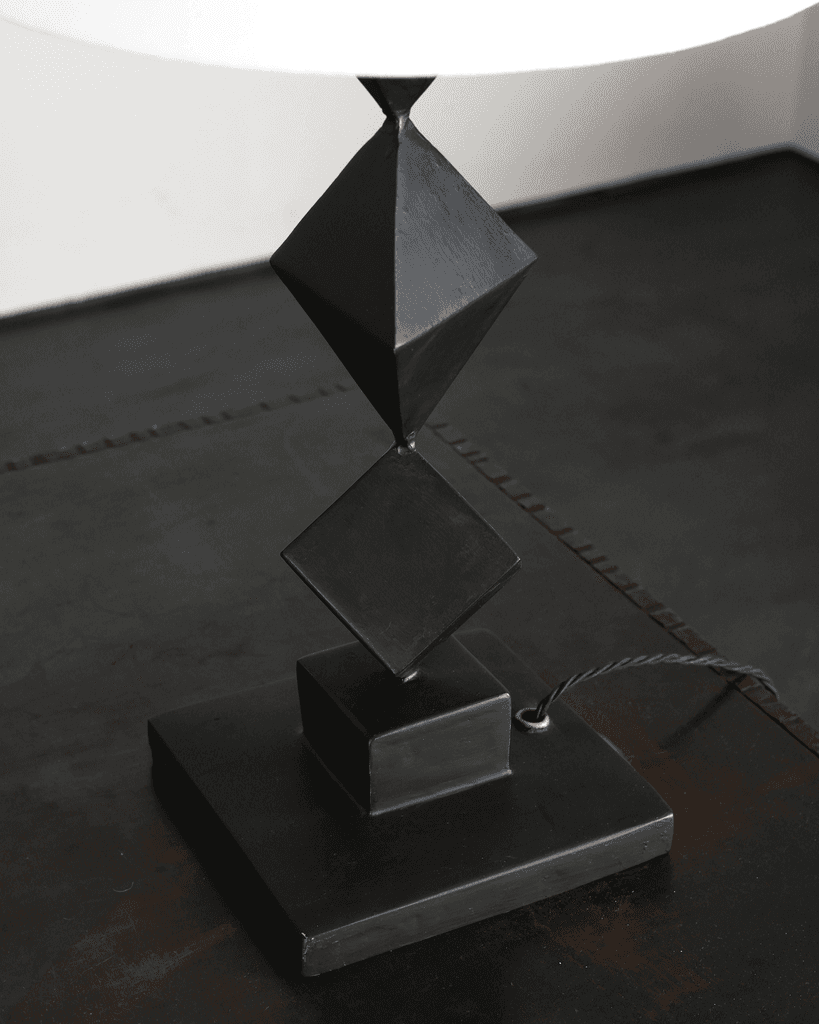 C.1950s Oversized Artist Made Geometric Table Lamp