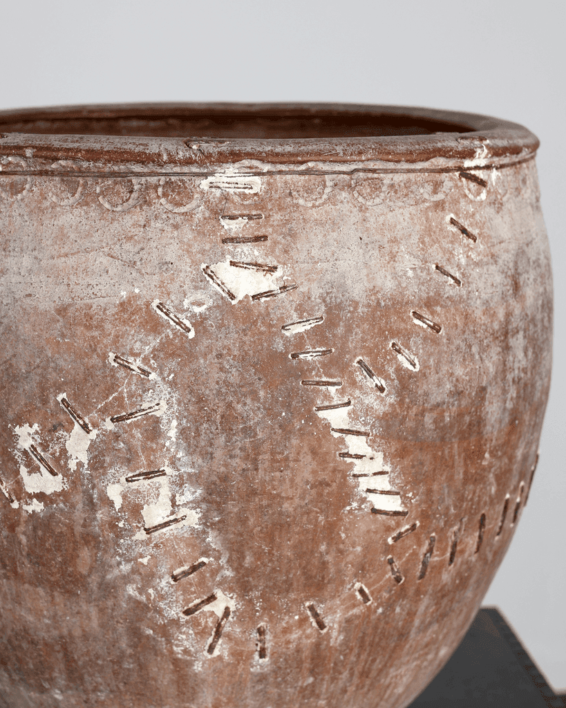 Exceptional Large 18th C. Staple Repaired Calanda Vessel