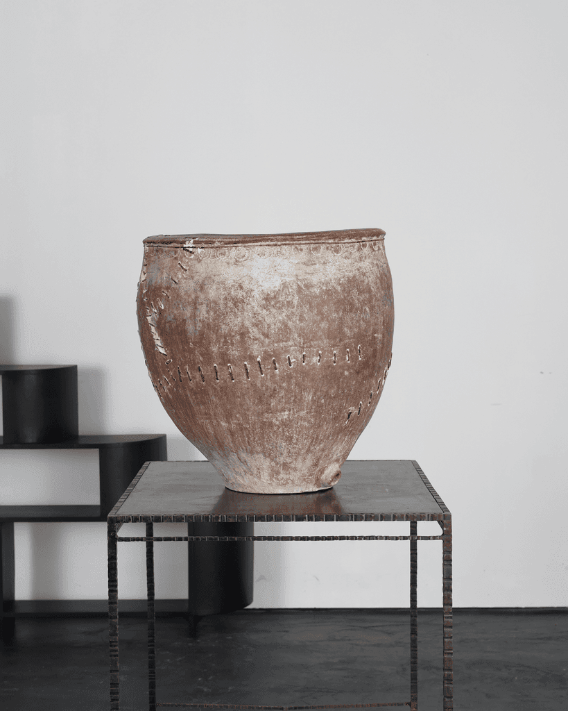 Exceptional Large 18th C. Staple Repaired Calanda Vessel