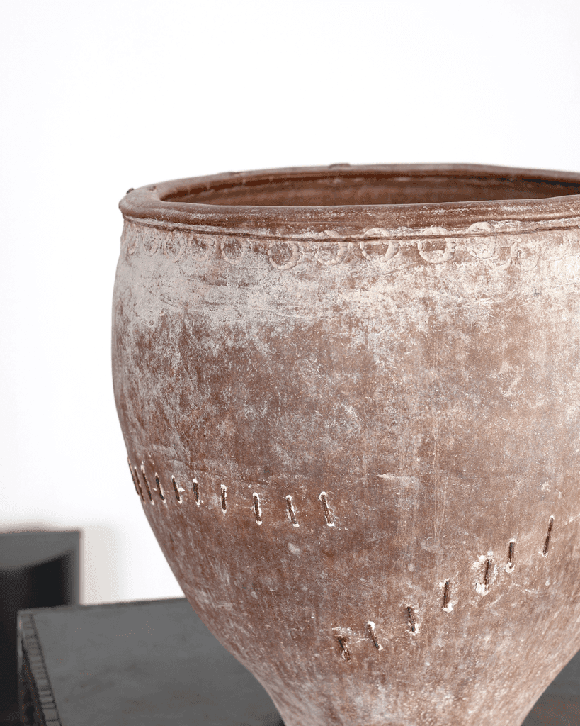 Exceptional Large 18th C. Staple Repaired Calanda Vessel