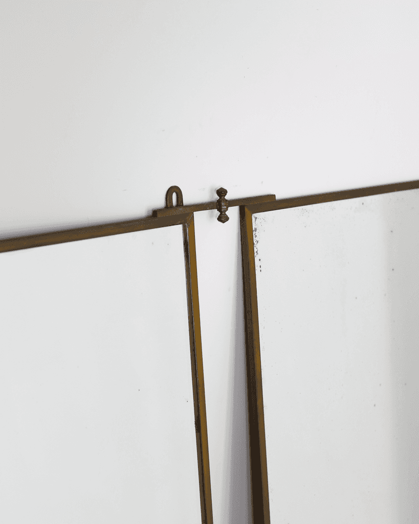 A Large 1930s Brass Triptych Mirror By Brut Of Paris