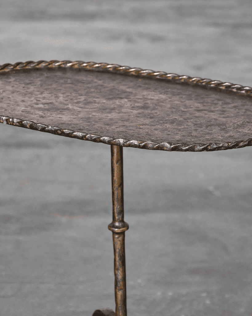 Original Large Spanish C. 1950S Blackened Iron Martini Table