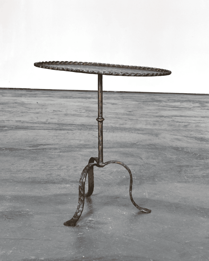 Original Large Spanish C. 1950S Blackened Iron Martini Table