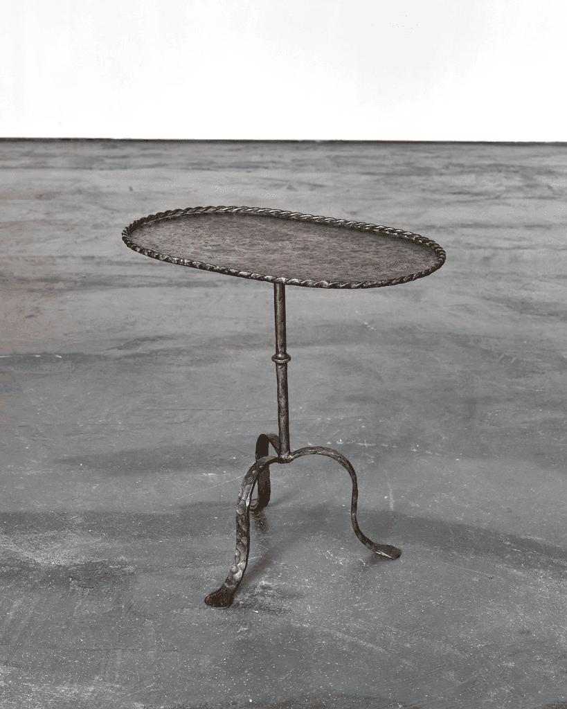 Original Large Spanish C. 1950S Blackened Iron Martini Table