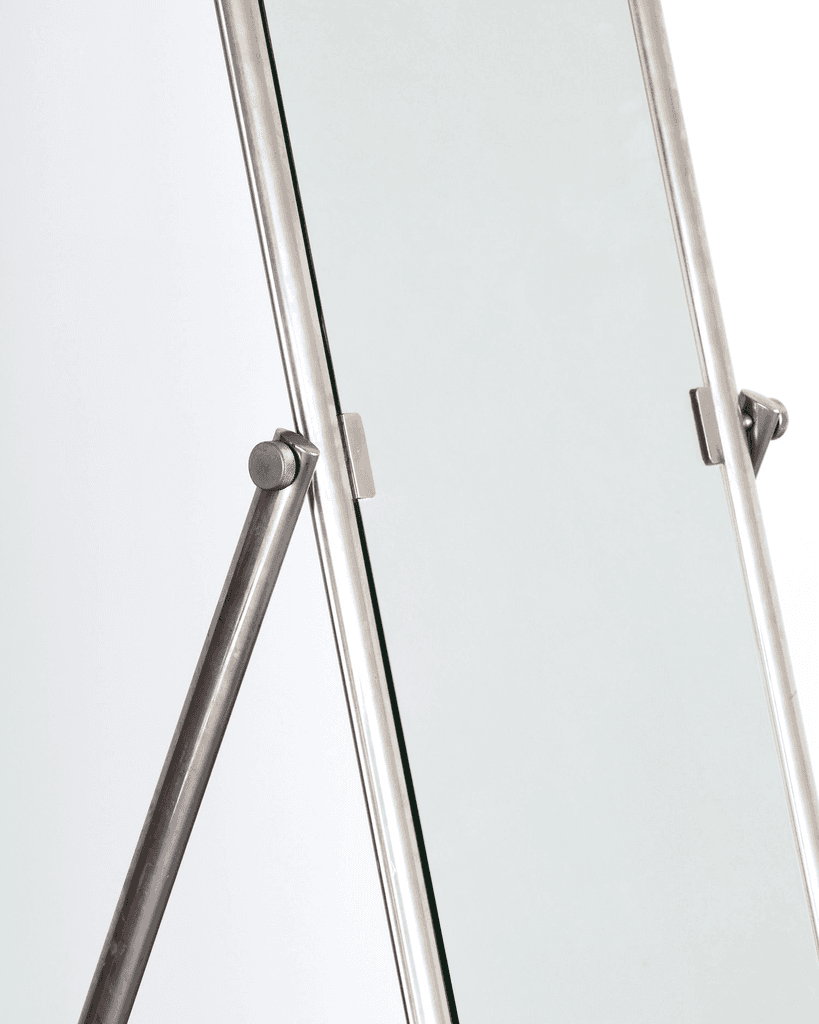 French C.1950s Modernist Nickel Plated Brass Psyche Mirror