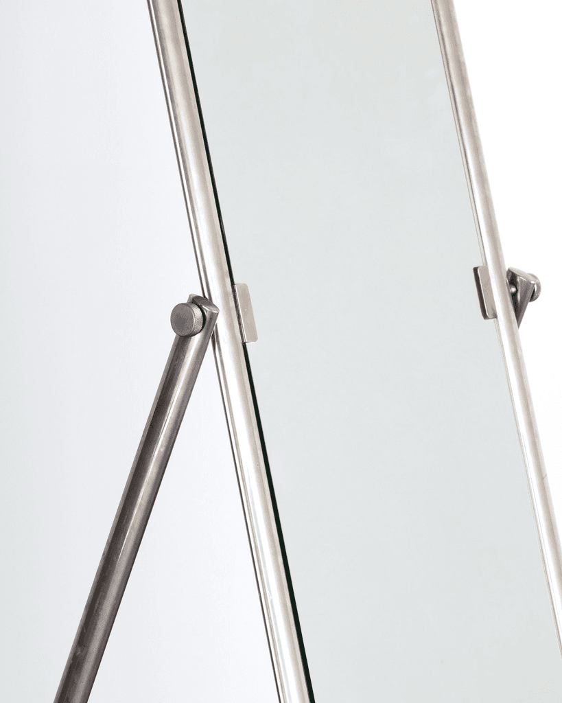 French C.1950s Modernist Nickel Plated Brass Psyche Mirror