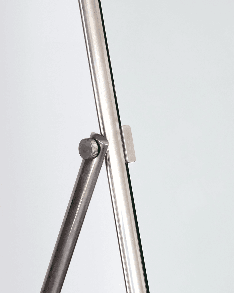 French C.1950s Modernist Nickel Plated Brass Psyche Mirror