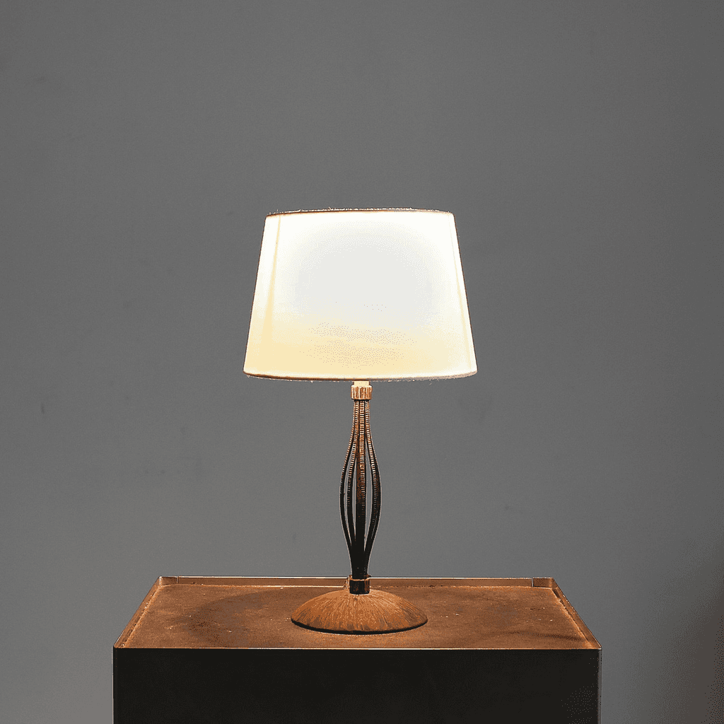 French Art Deco Bent Iron Table Lamp