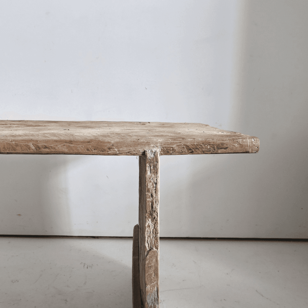 Bleached-Out Hewn Slab Table