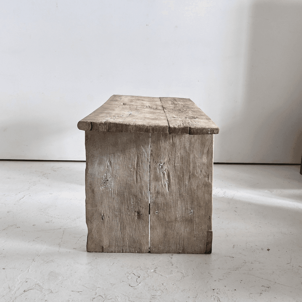 Bleached-Out Hewn Slab Table