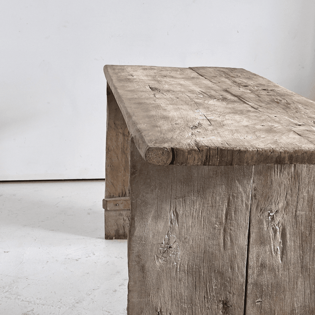 Bleached-Out Hewn Slab Table