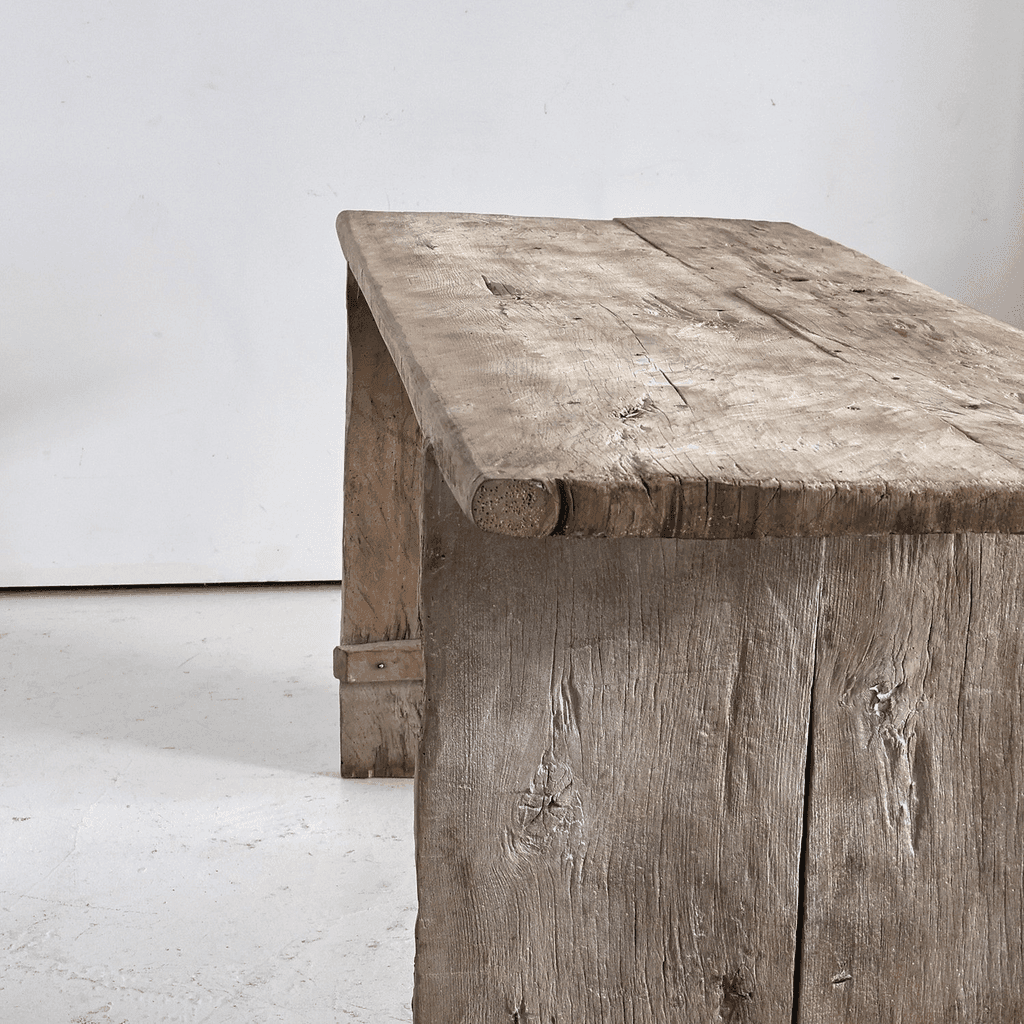 Bleached-Out Hewn Slab Table