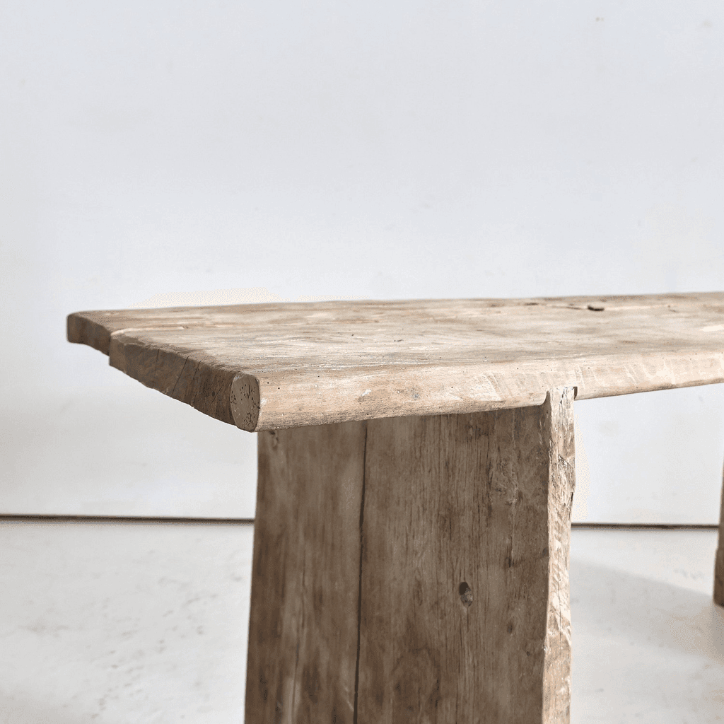 Bleached-Out Hewn Slab Table