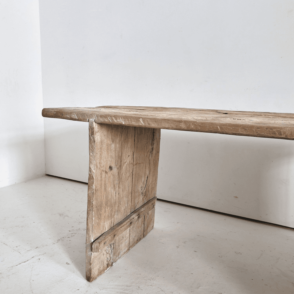 Bleached-Out Hewn Slab Table