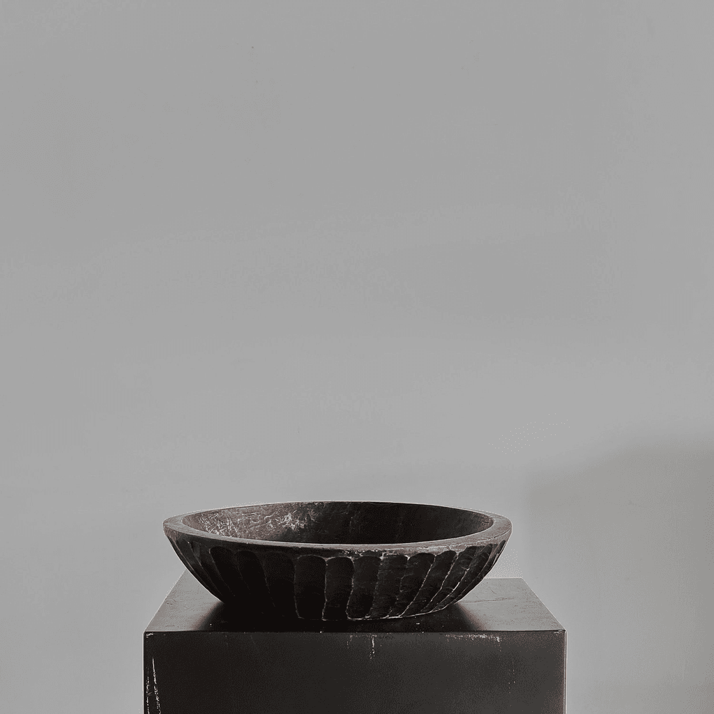 Primitive “Gouged” Cedar Japanese Bowl (1)