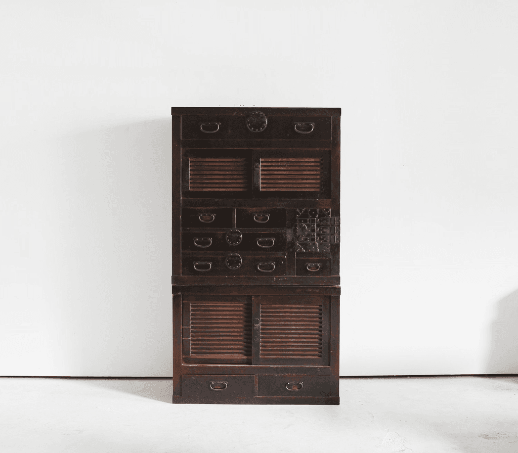 Large Two Section Late Edo Period Japanese Tansu Cabinet