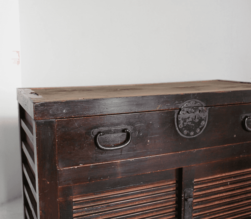 Large Two Section Late Edo Period Japanese Tansu Cabinet