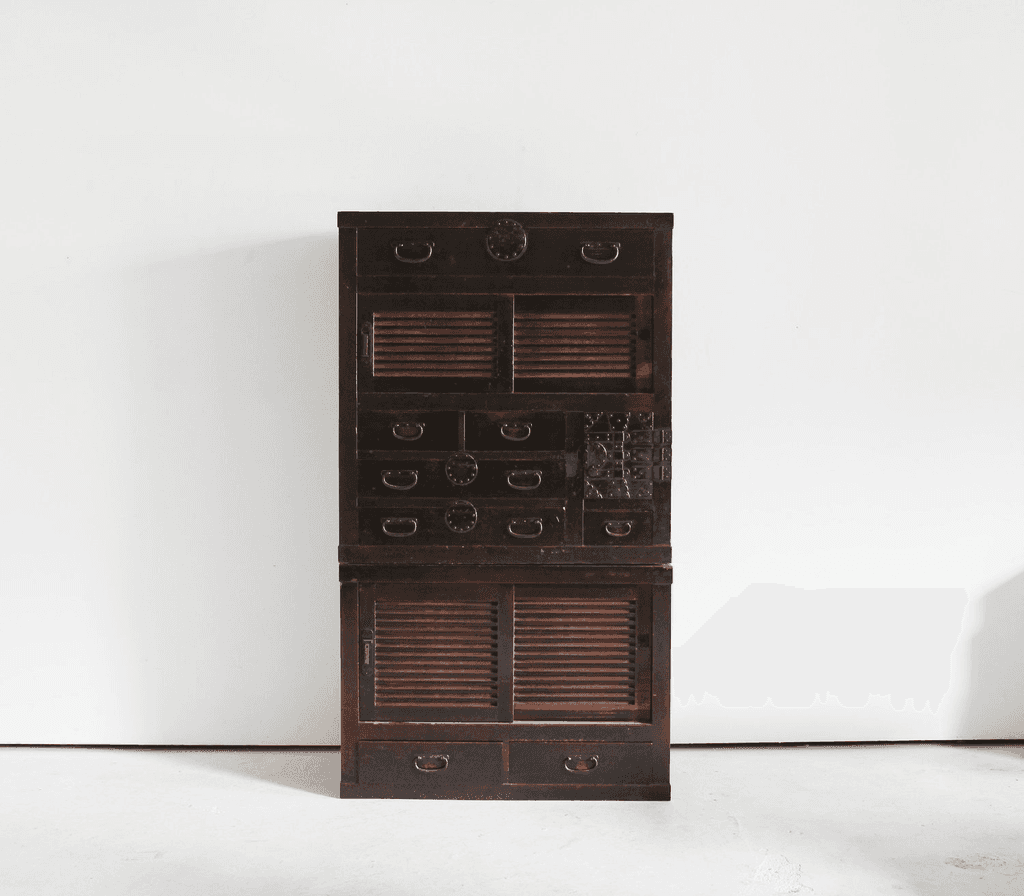 Large Two Section Late Edo Period Japanese Tansu Cabinet
