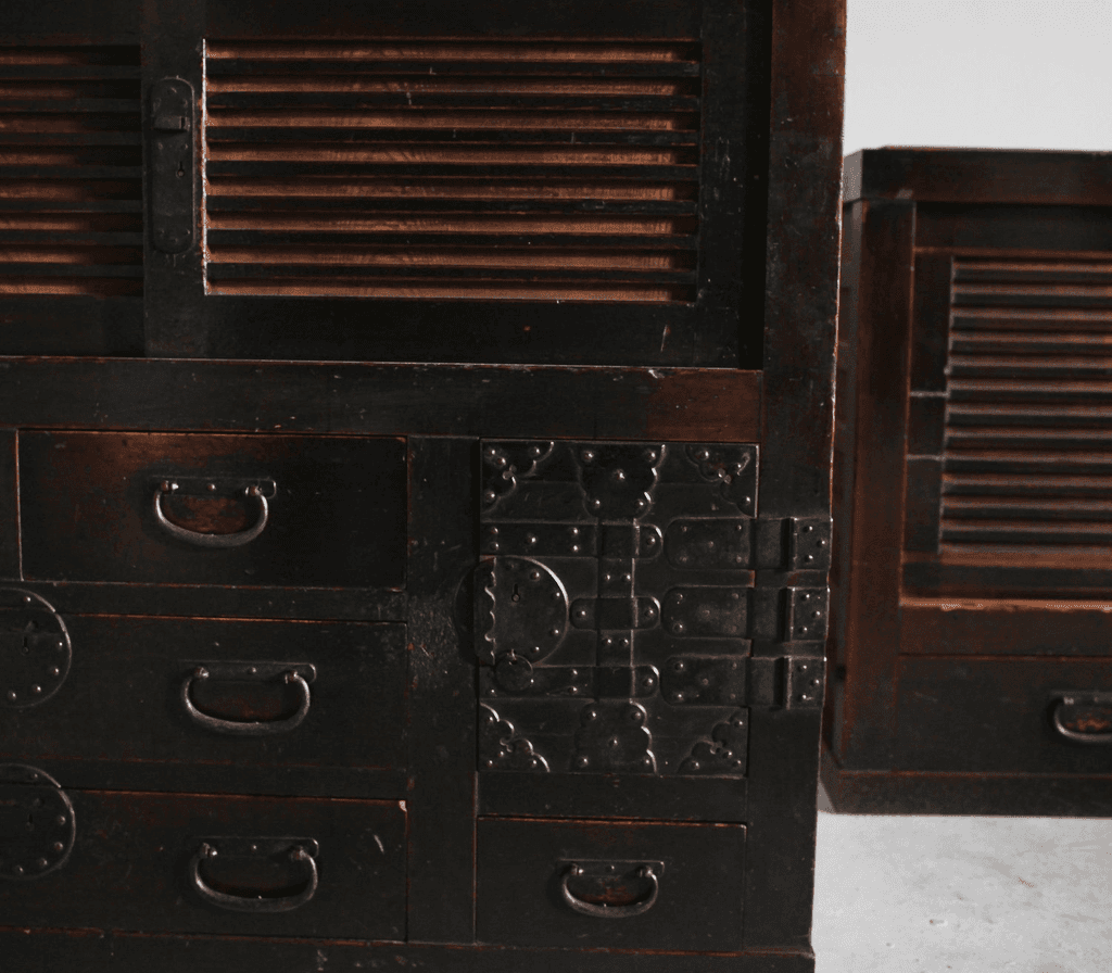 Large Two Section Late Edo Period Japanese Tansu Cabinet