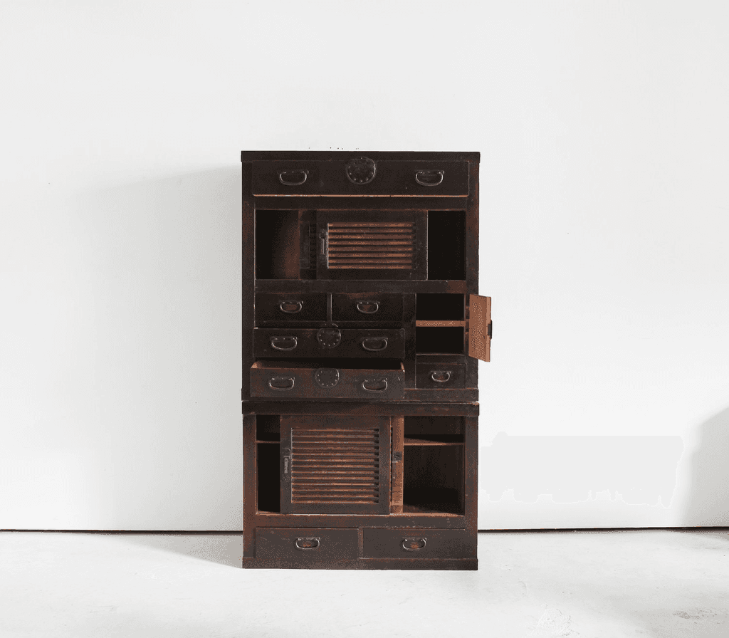 Large Two Section Late Edo Period Japanese Tansu Cabinet