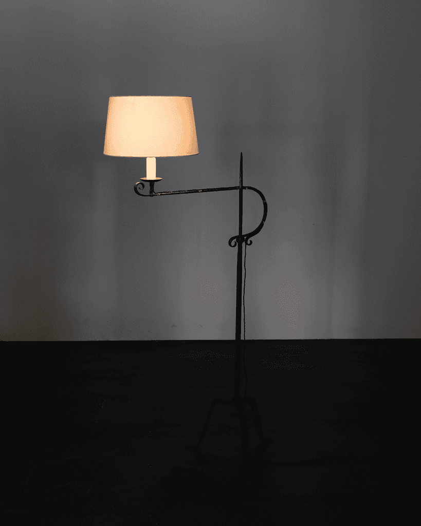 French Forged Iron Swing Arm Standard Lamp