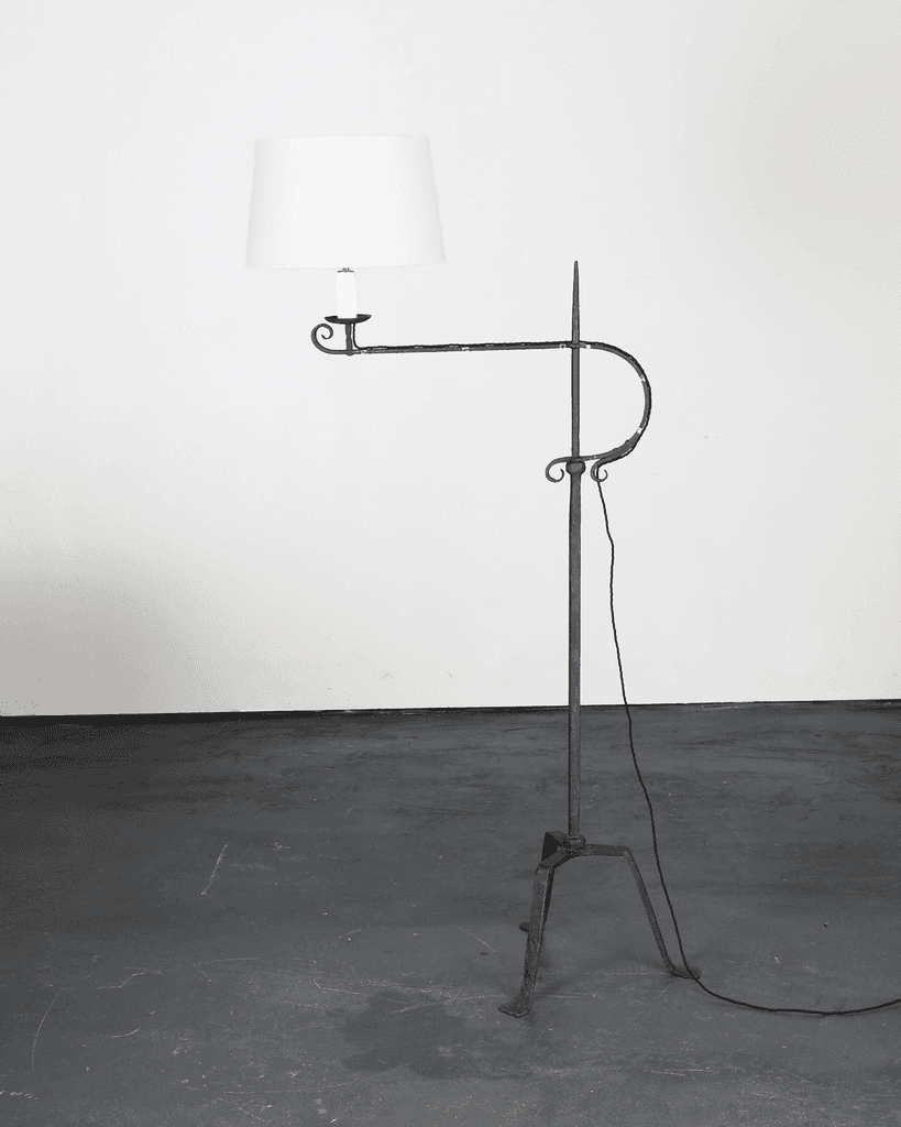 French Forged Iron Swing Arm Standard Lamp