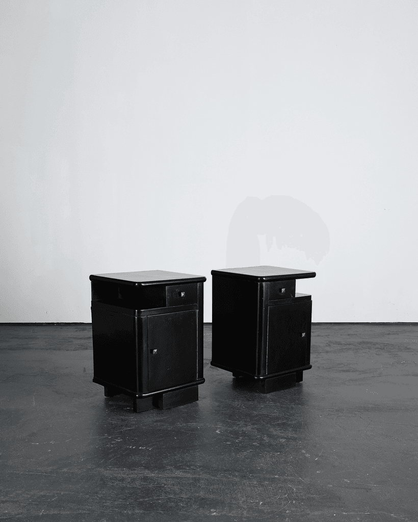 Pair Of French Ebonised Bedside Cabinets