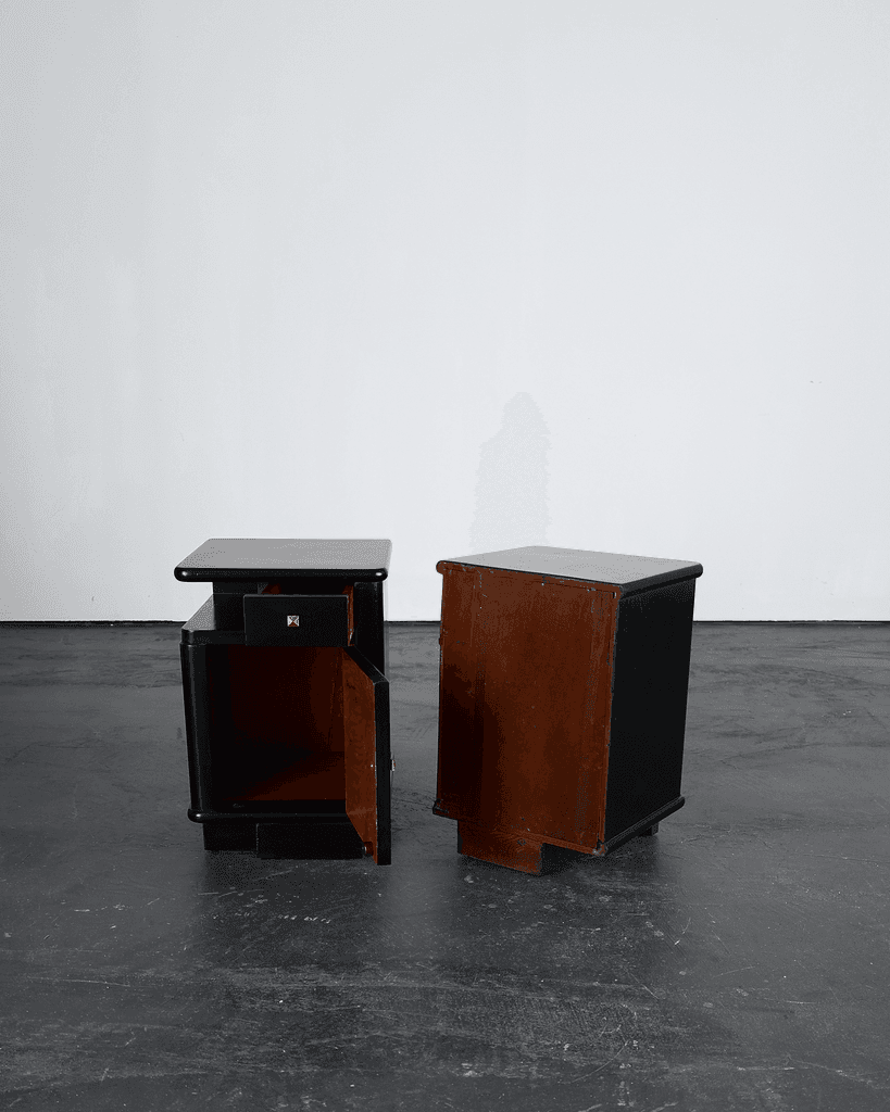 Pair Of French Ebonised Bedside Cabinets