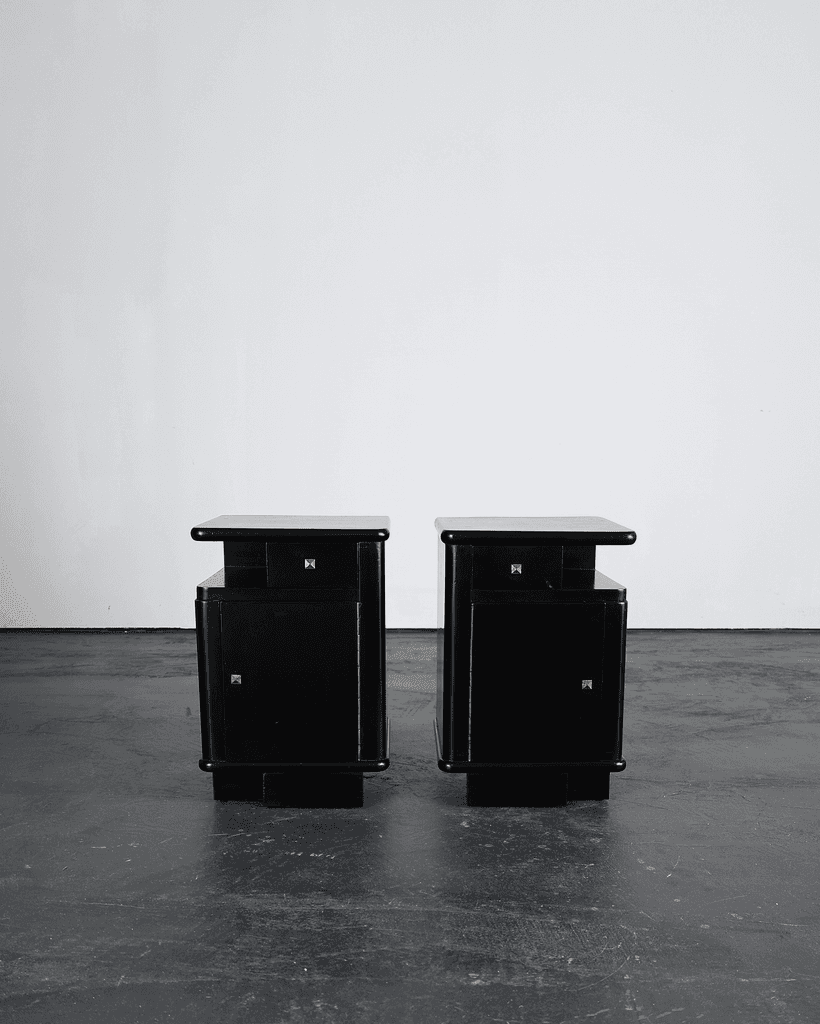Pair Of French Ebonised Bedside Cabinets