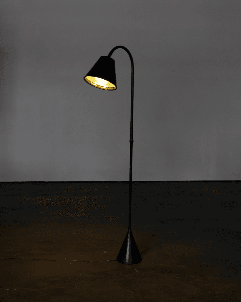 Original Black Leather Valenti Standard Lamp