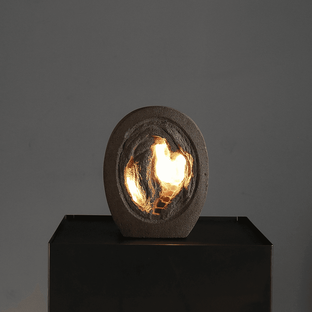 Unusual French Carved Stone Table Lamp